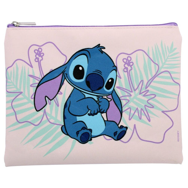 Trousse Disney Stitch ouverte montrant l'intérieur spacieux pour cosmétiques