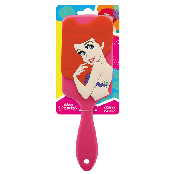 Brosse à cheveux 3D Disney Ariel La Petite Sirène vue de face avec picots en silicone flexibles