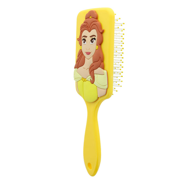 Brosse à cheveux 3D Belle Disney vue de face avec picots en silicone souple pour un démêlage doux