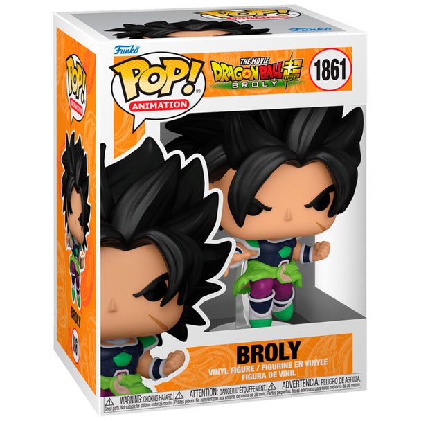 Figurine Funko POP Broly de Dragon Ball Super en vinyle de 9cm présentée dans sa boîte cadeau officielle