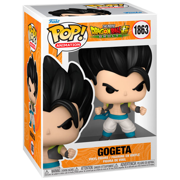Figurine Funko POP Dragon Ball Super Broly Gogeta en vinyle de 9 cm dans sa boîte cadeau originale, vue de face.