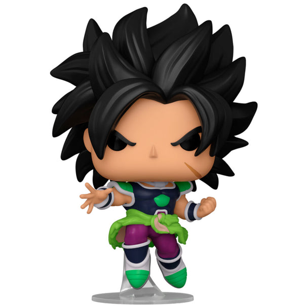 Vue rapprochée de la figurine Funko POP Broly montrant les détails soignés du personnage emblématique de Dragon Ball Super