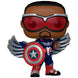 Vue rapprochée de la figurine Funko POP Captain America avec détails précis du costume et du bouclier