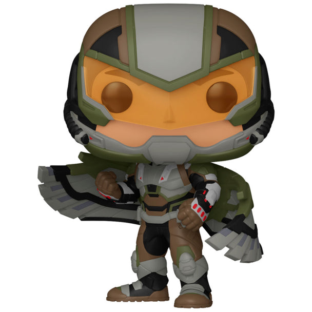 Détail de la figurine Funko POP Captain America Falcon Marvel en vinyle avec couleurs vives