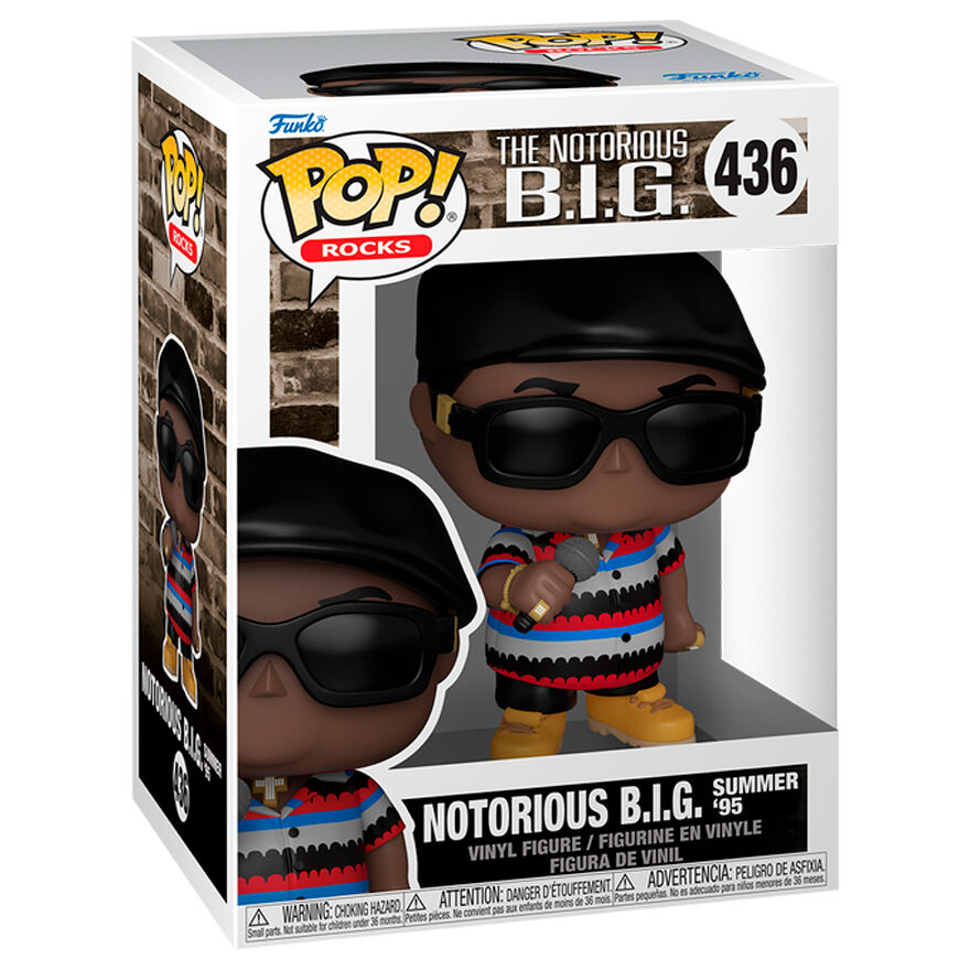 Figurine Funko POP Notorious B.I.G. Summer 95 en vinyle de 9 cm dans sa boîte cadeau