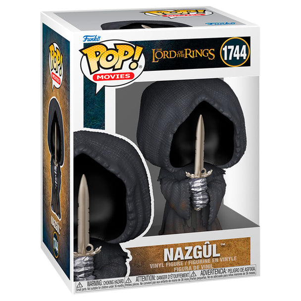 Figurine Funko POP Nazgul de 9 cm en vinyle, représentant un personnage emblématique du Seigneur des Anneaux dans sa boîte cadeau.