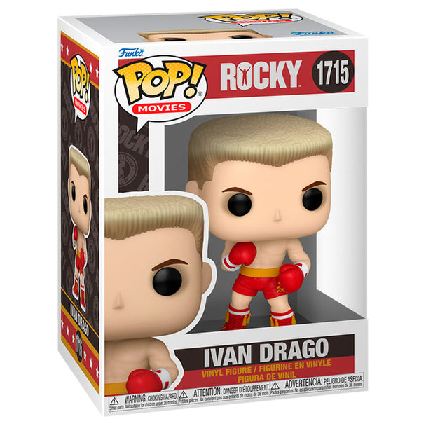 Figurine Funko POP Rocky Ivan Drago en vinyle de 9 cm dans sa boîte cadeau, vue de face avec détails précis du personnage