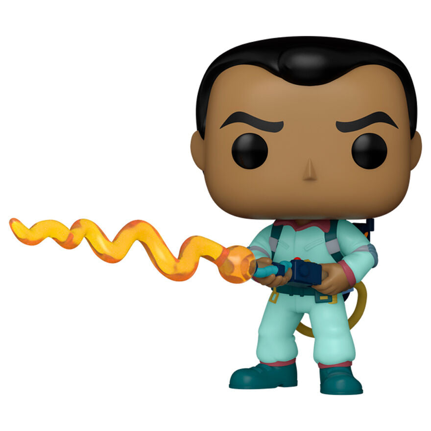 Vue rapprochée de la figurine Winston Zeddemore Funko POP avec détails précis et couleurs vives sur fond blanc
