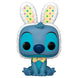 Zoom sur la figurine Funko POP Stitch en costume de Lapin de Pâques, détails du vinyl et couleurs vives