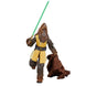 Vue latérale de la figurine Jedi Master Kelnacca avec son sabre laser en main