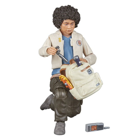 Figurine Star Wars Skeleton Crew Wim At Attin posée sur un socle pour exposition