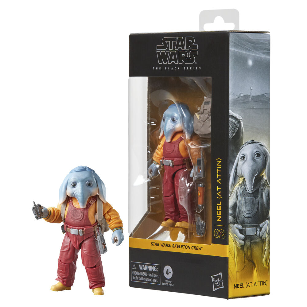 Figurine Neel At Attin en position dynamique avec accessoires sur fond blanc