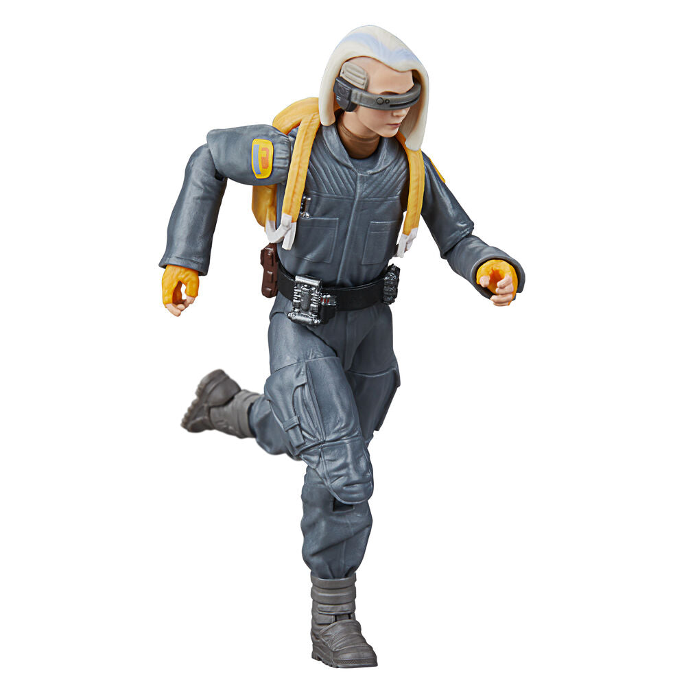 Figurine articulée Star Wars Skeleton Crew KB At Atin montrant les détails du costume