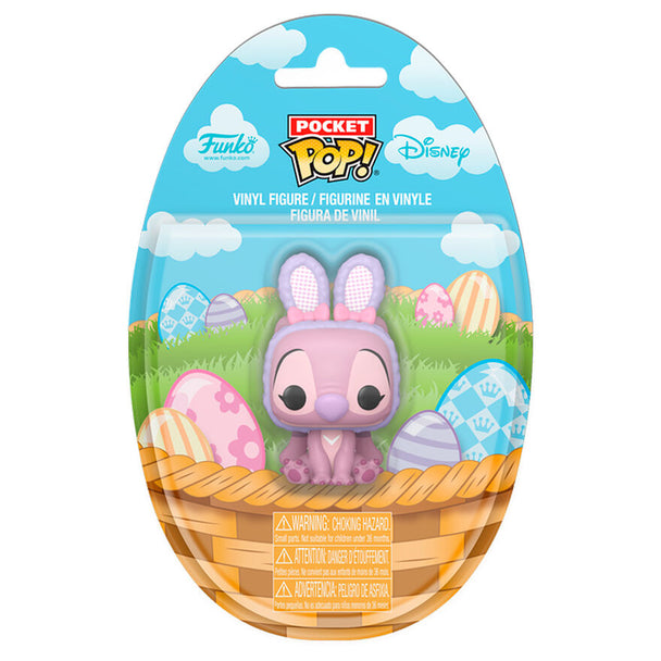 Figurine Pocket POP Stitch de Disney en costume de lapin de Pâques, vue de face avec détails colorés et taille 3,8 cm