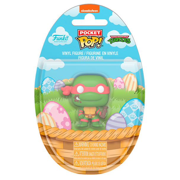 Figurine Pocket POP Funko Raphael des Ninja Turtles montrant les détails du visage et des couleurs vives sous un autre angle