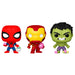 Coffret Pocket POP Marvel avec figurines Spiderman, Hulk et Iron Man en blister, taille 3,75 cm