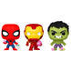 Coffret Pocket POP Marvel avec figurines Spiderman, Hulk et Iron Man en blister, taille 3,75 cm