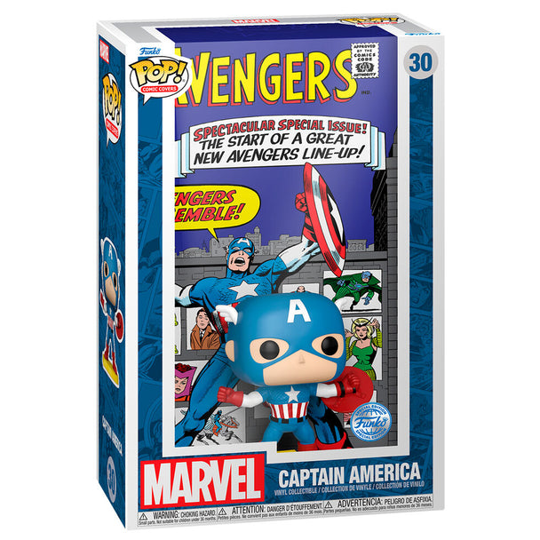 Figurine Funko POP Captain America Avengers Marvel édition exclusive Comic Cover vue de face avec détails colorés