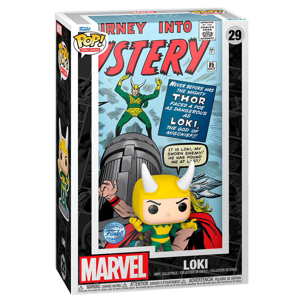 Figurine Funko POP exclusive Marvel Loki Comic Cover vue de face avec détails précis et couleurs vives