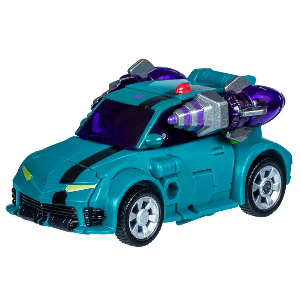 Vue latérale de la figurine Waspinator en mode robot, montrant les articulations et finitions HASBRO.