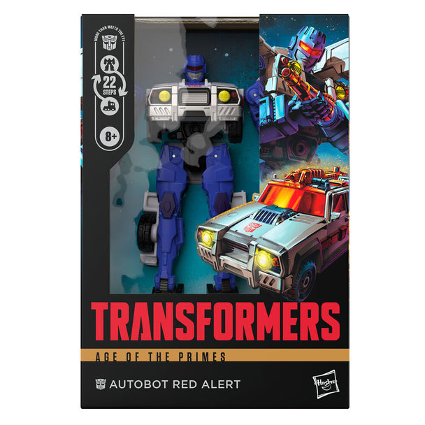 Figurine Transformers Autobot Red Alert en mode robot de 17,5 cm vue de face avec détails précis