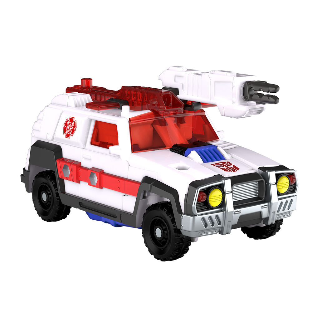 Vue latérale de la figurine Transformers Red Alert en position robot montrant les articulations