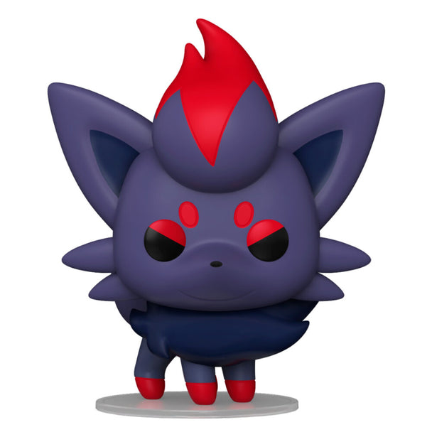 Figurine Funko POP Zorua Pokémon en vinyle de 9 cm présentée dans sa boîte cadeau officielle, vue de face