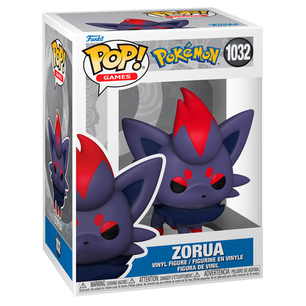 Détail de la figurine Funko POP Zorua Pokémon montrant les couleurs et les traits caractéristiques du personnage