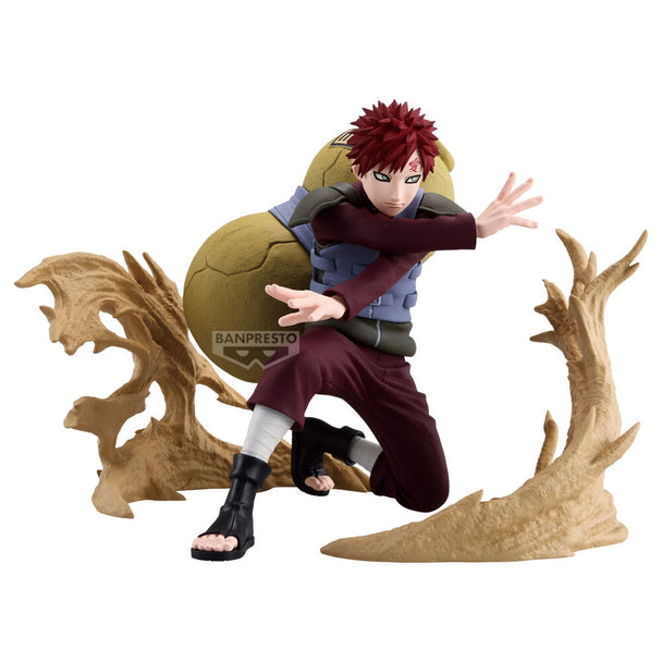 Zoom sur le visage expressif de la figurine Gaara Naruto Shippuden Vibration Stars