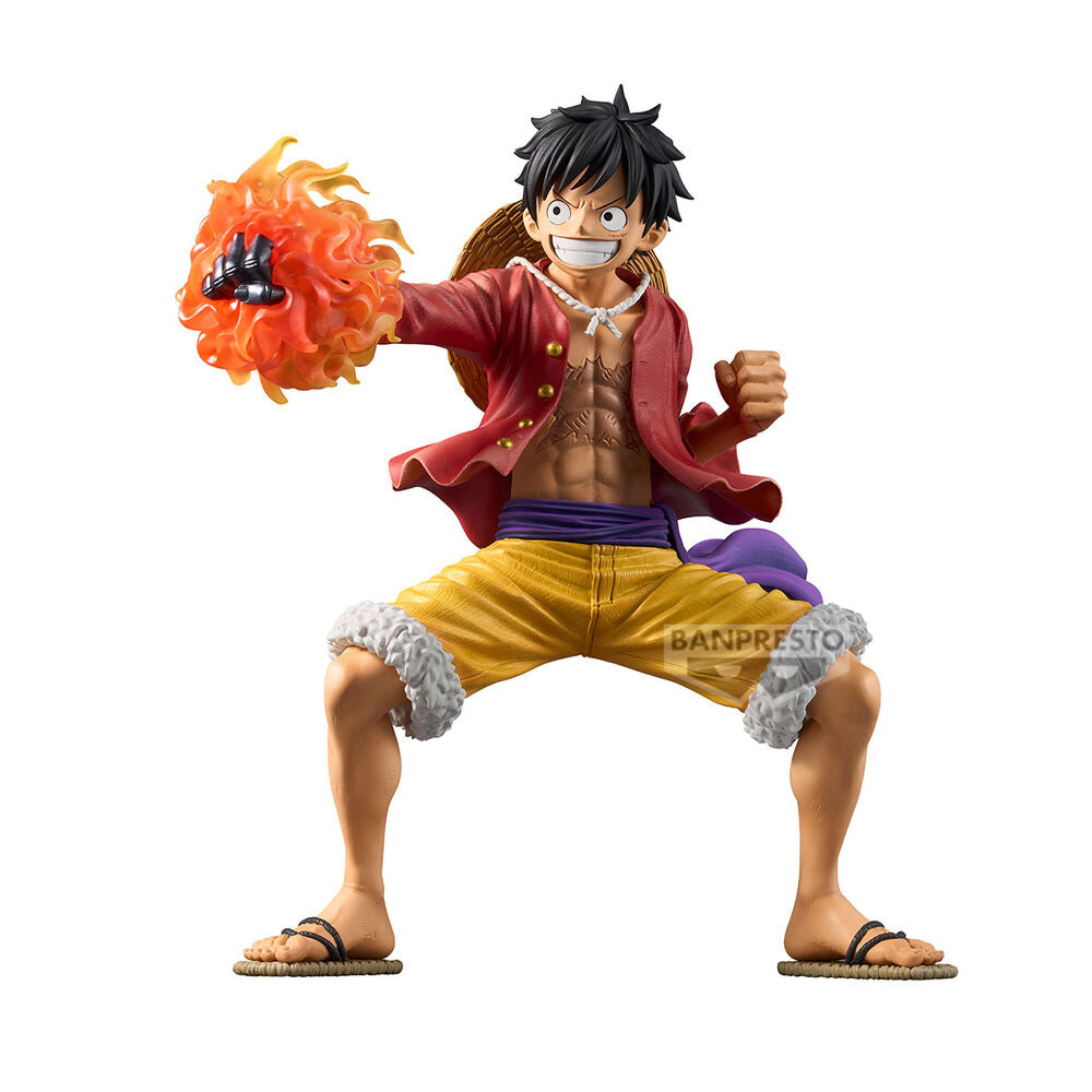 Vue arrière de la figurine Monkey D. Luffy Grandista mettant en avant les textures du vêtement