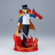 Gros plan sur le visage expressif de la figurine Sabo édition spéciale One Piece