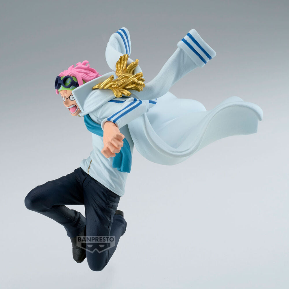Gros plan sur le visage expressif de la figurine Koby One Piece Battle Record avec peinture soignée