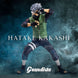 Zoom sur le visage de Kakashi Hatake avec son masque caractéristique et son œil Sharingan visible