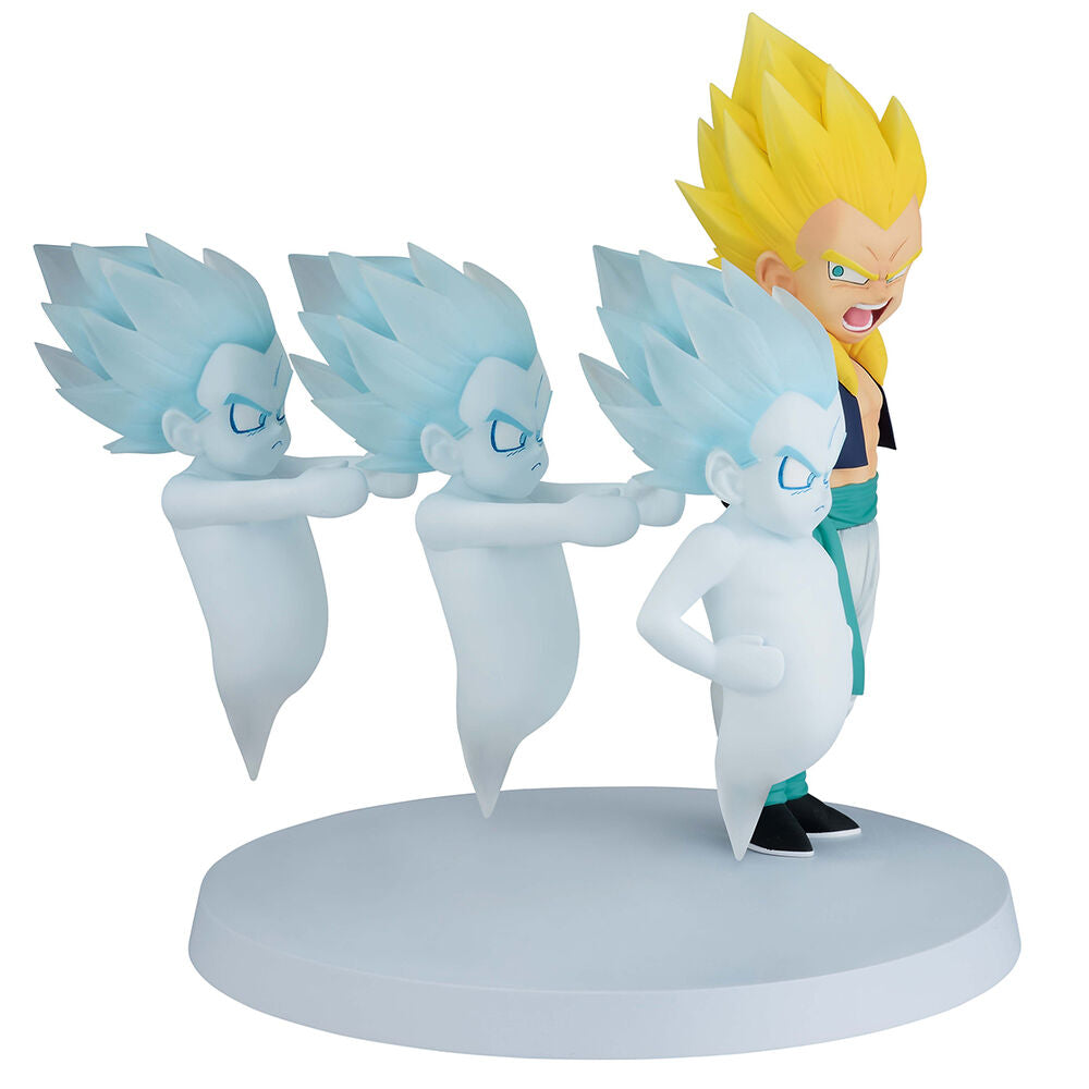 Présentation de la figurine Dragon Ball Gotenks & Ghost Ichibansho sur socle avec éclairage studio