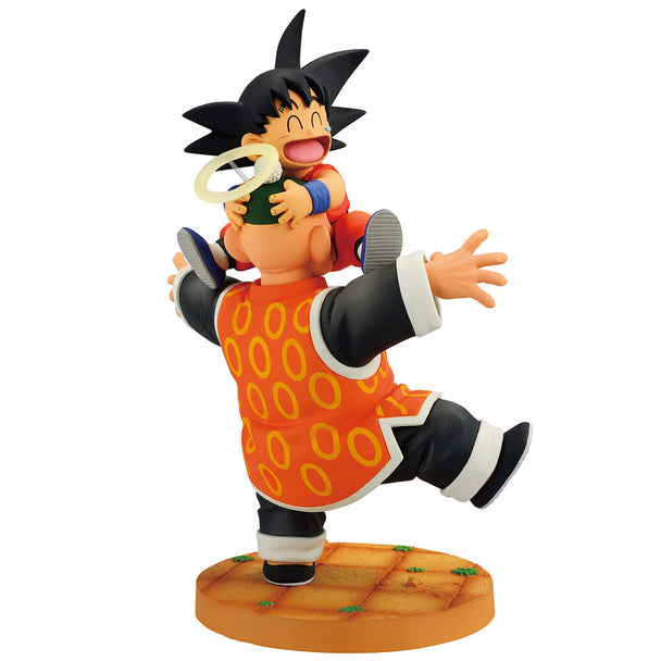 Figurine Dragon Ball Son Goku & Grandpa Son Gohan vue de face, hauteur 16 cm, détails précis
