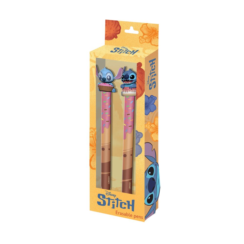 Pack de 2 stylos effaçables Disney Stitch de la marque KARACTERMANIA avec design coloré et ergonomique.