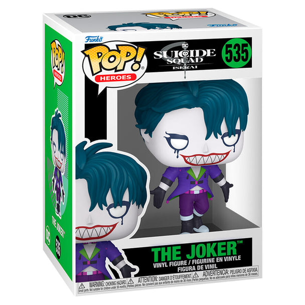 Vue rapprochée de la figurine Funko POP Joker Suicide Squad avec détails précis et couleurs vives