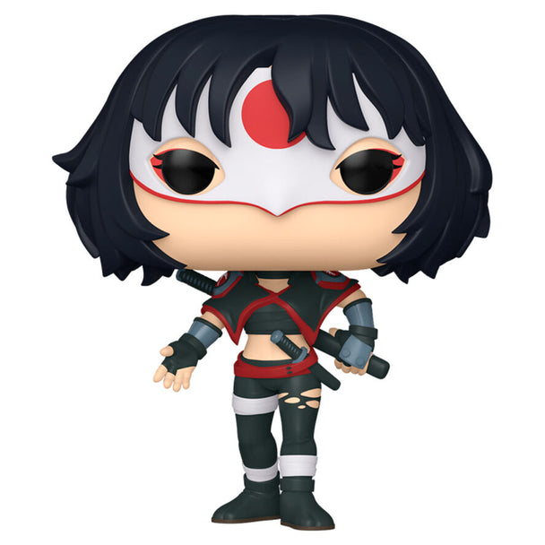 Figurine Funko POP Katana de Suicide Squad en vinyle, vue de face dans sa boîte cadeau officielle.