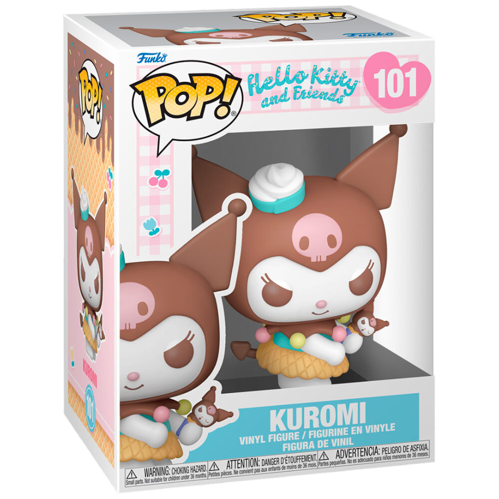 Vue rapprochée de la figurine Kuromi Funko POP avec détails précis et couleurs vives