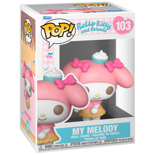 Vue rapprochée de la figurine Funko POP My Melody de la collection Hello Kitty and Friends en vinyle