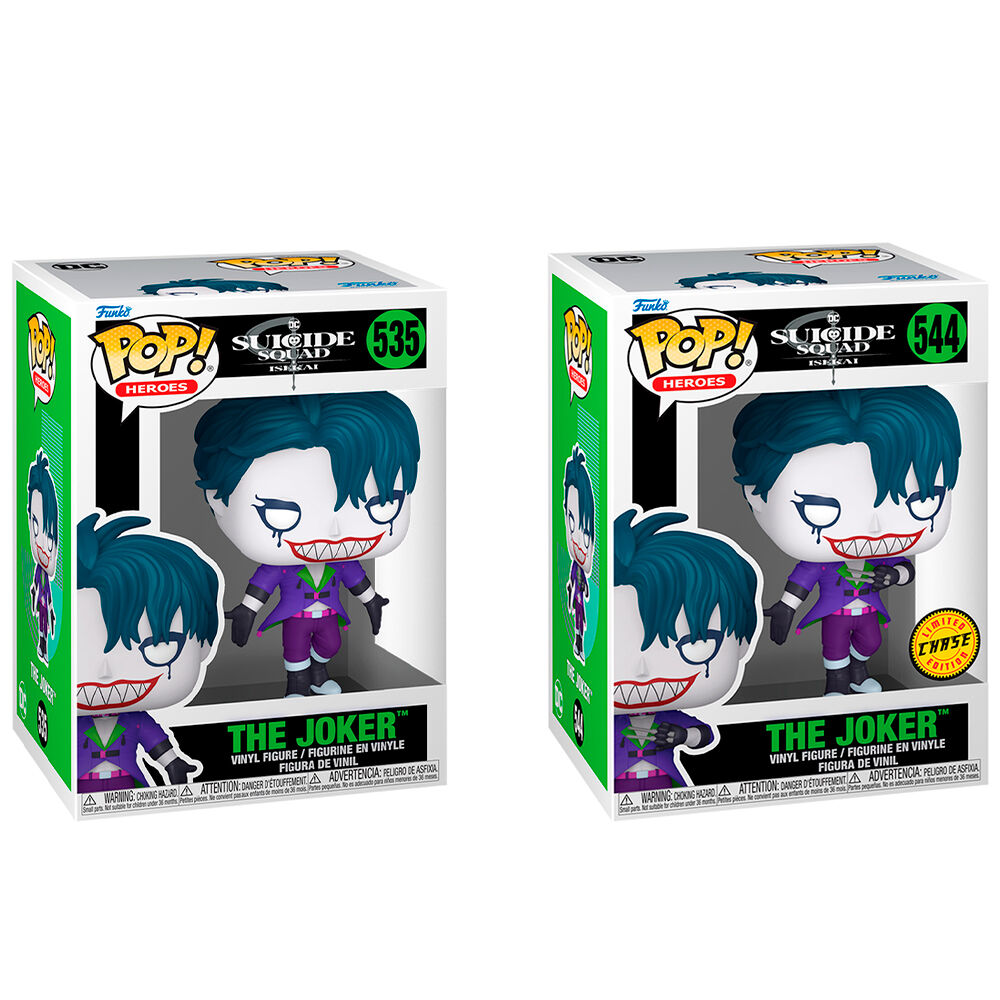 Ensemble complet de la figurine Funko POP Joker Suicide Squad avec packaging sous différents angles