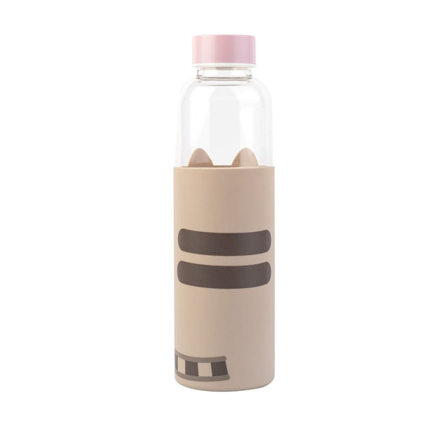 Bouteille en verre Pusheen 500ml vue de face avec design chat mignon