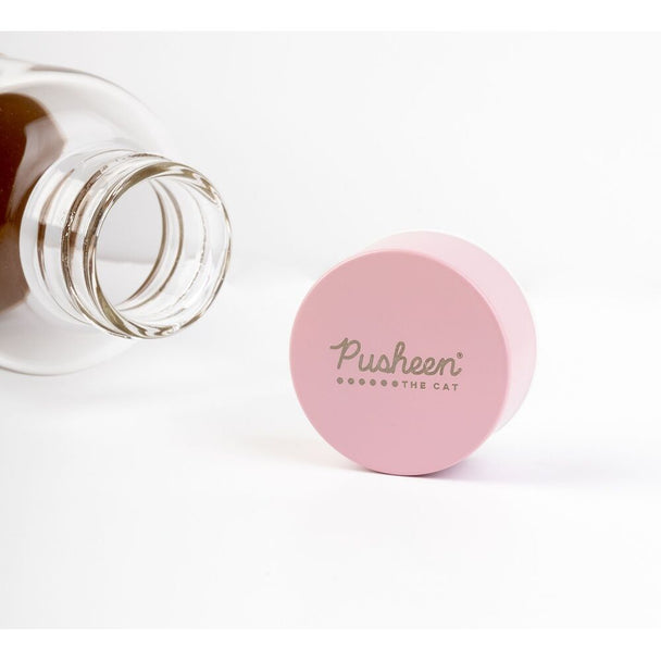 Détail du bouchon hermétique de la bouteille Pusheen en verre borosilicate