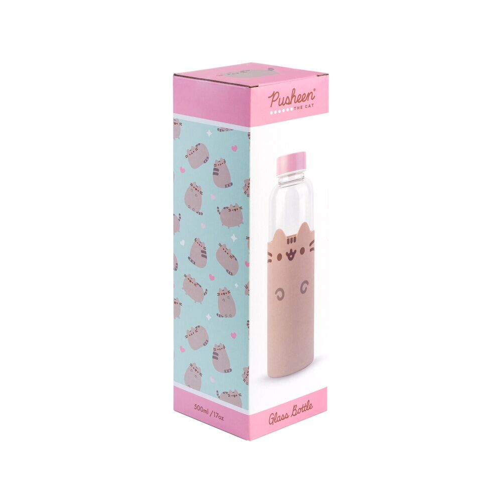 Housse en néoprène grise avec poignée pour protéger la bouteille Pusheen 500ml