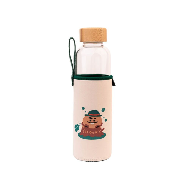 Détail du bouchon en bois de bambou naturel de la bouteille BT21 Shooky
