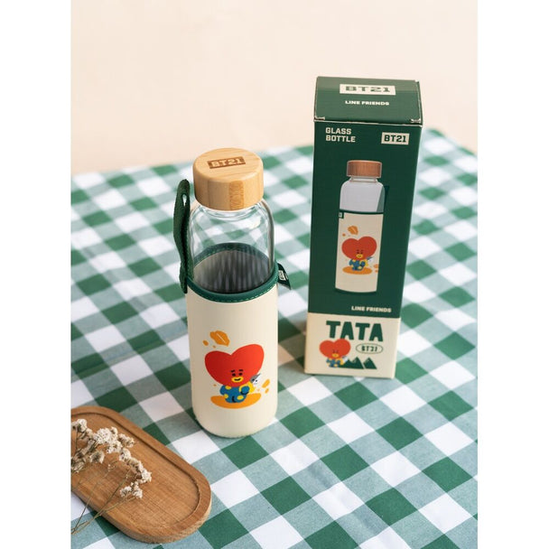 Détail du bouchon en bois de bambou naturel de la bouteille BT21 Tata 500ml