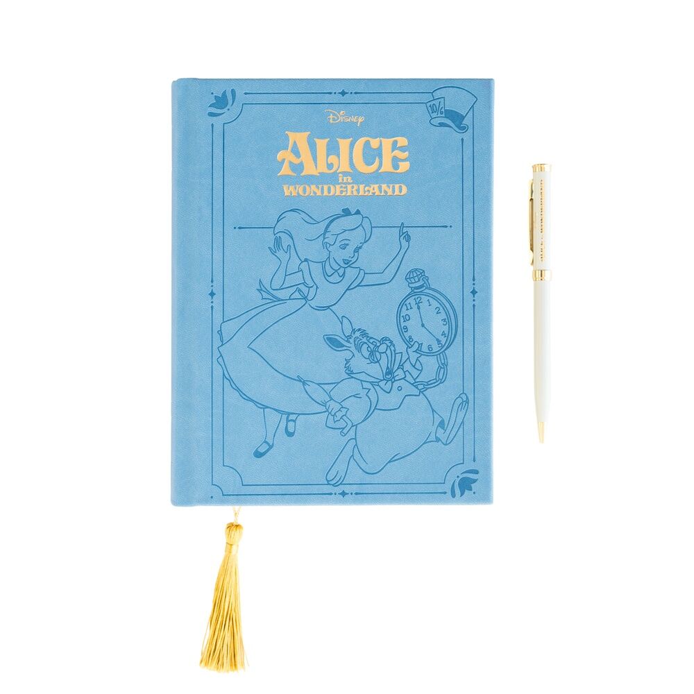 Couverture rigide du cahier A5 Disney Alice au Pays des Merveilles avec illustration colorée
