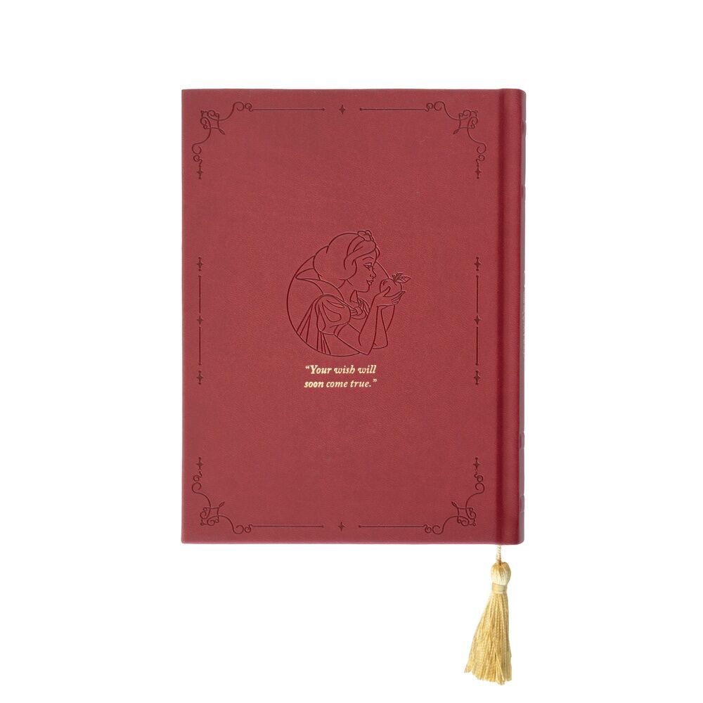 Stylo noir assorti au cahier Disney Blanche Neige posé à côté du carnet
