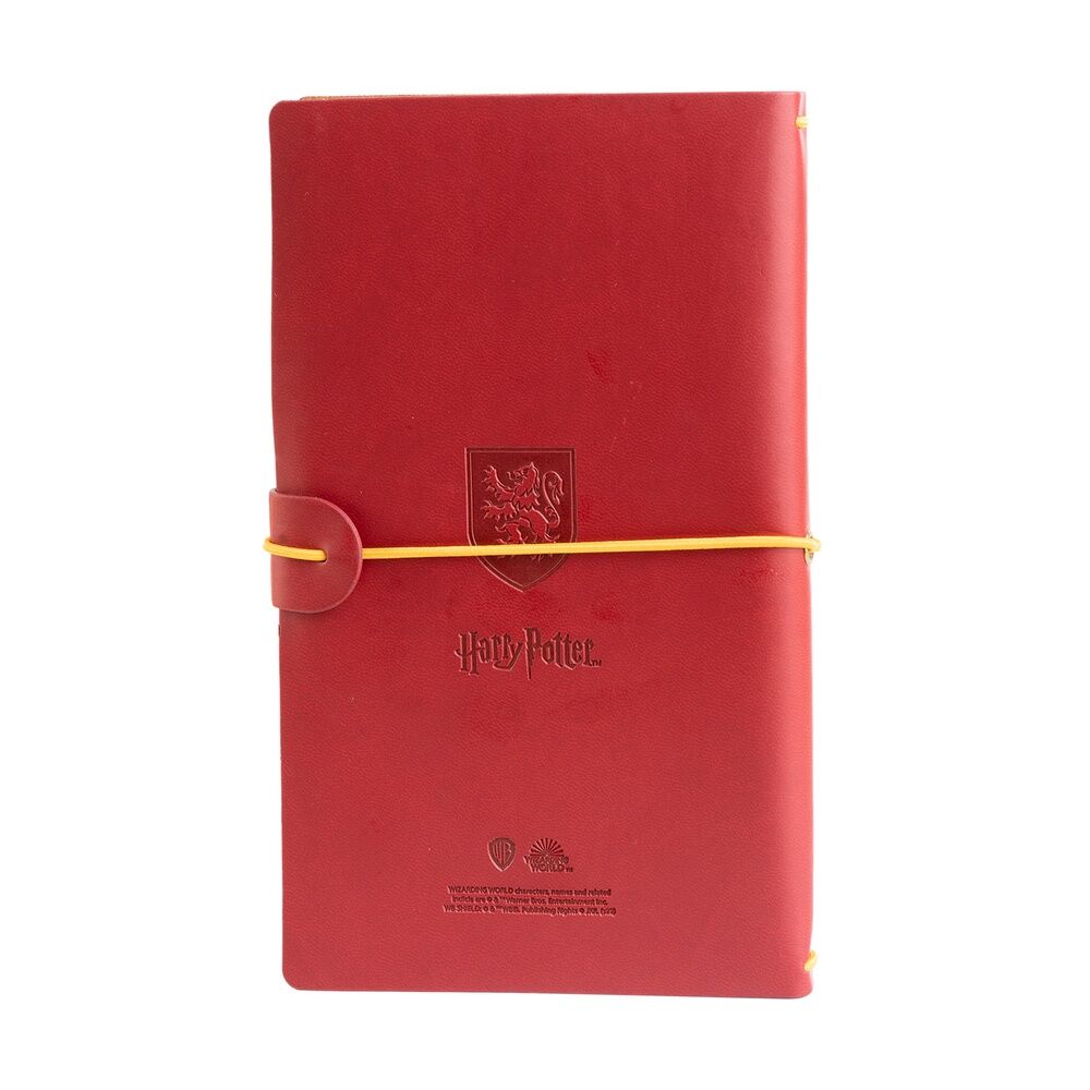 Détail de la couverture intérieure personnalisée au design Gryffindor du carnet