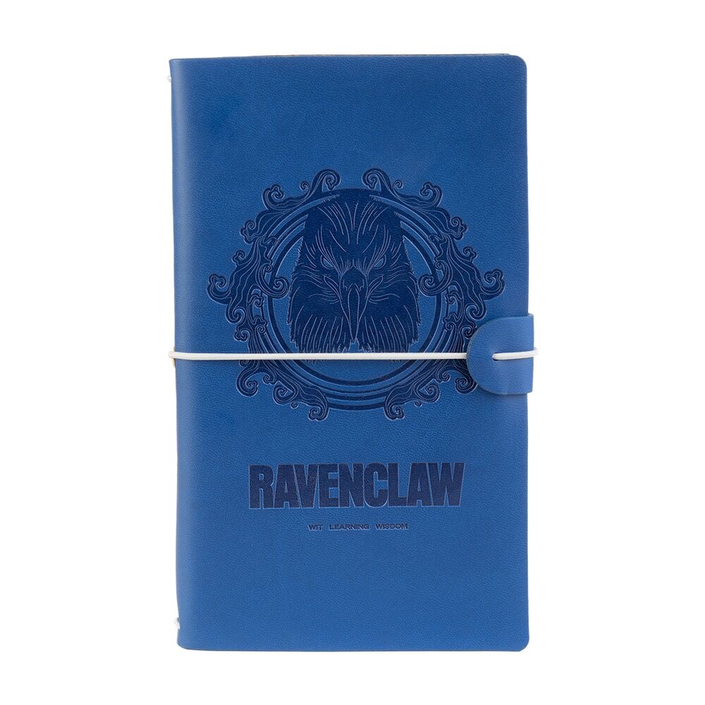 Vue de face du carnet de voyage Harry Potter Ravenclaw avec couverture en simili cuir bleu